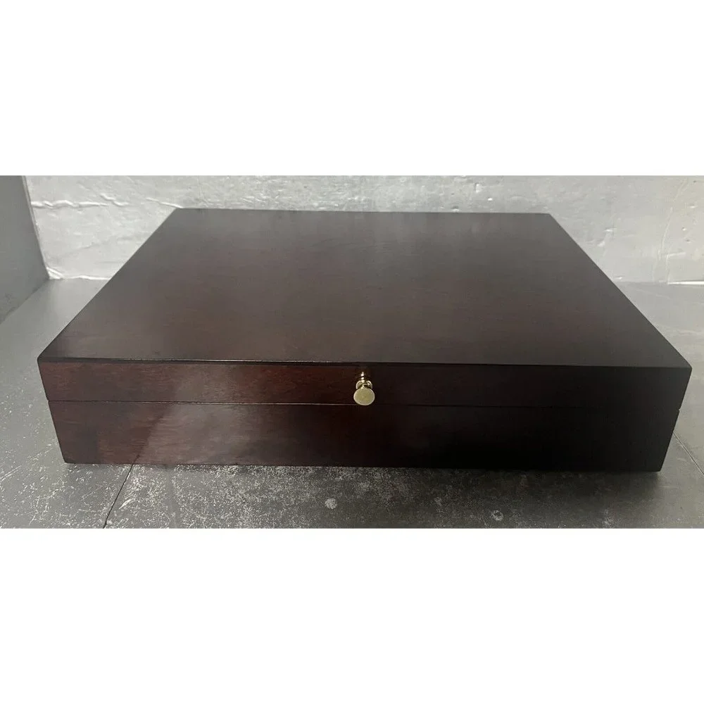 Reed & Barton Eureka Silverware Wood Storage‎ Flatware Chest Dark Wood
